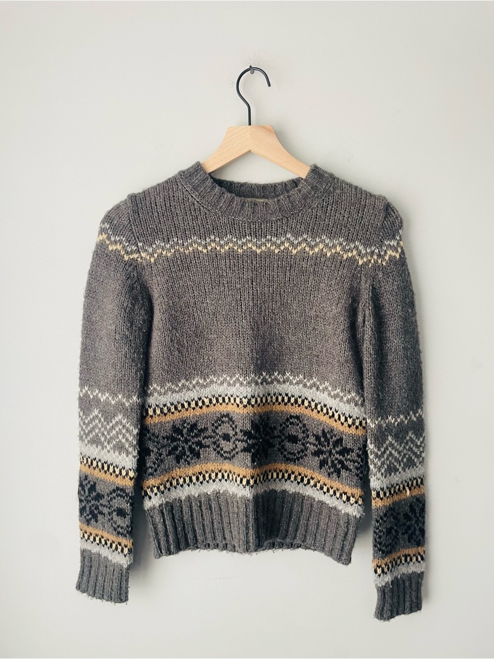 J. Crew Cozy Fair Isle Crewneck Sweater - Gray